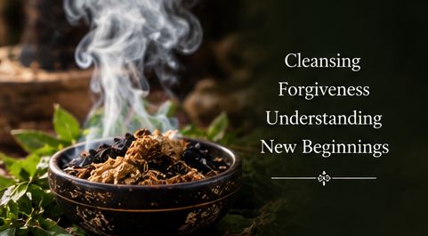 Traditional bowl with herbs and smoke representing cleansing and renewal
