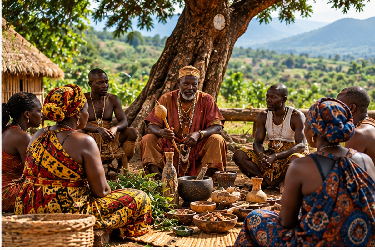 African community gathering connected with traditional spiritual and cultural practices