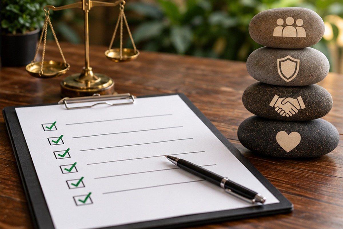 Checklist representing safety and transparency when choosing a spiritual practitioner